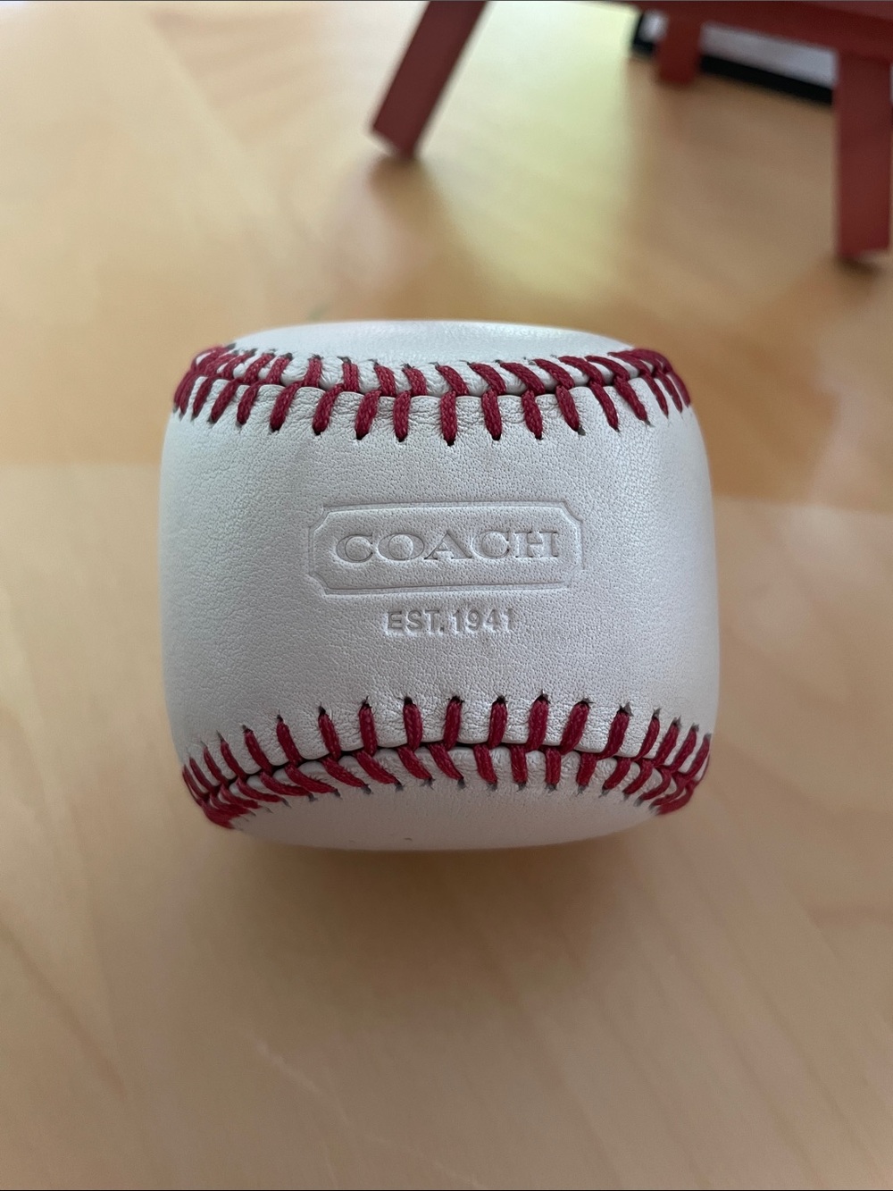 Coach White Leather Baseball Paperweight  Baseball HEAVY Rare Collectible